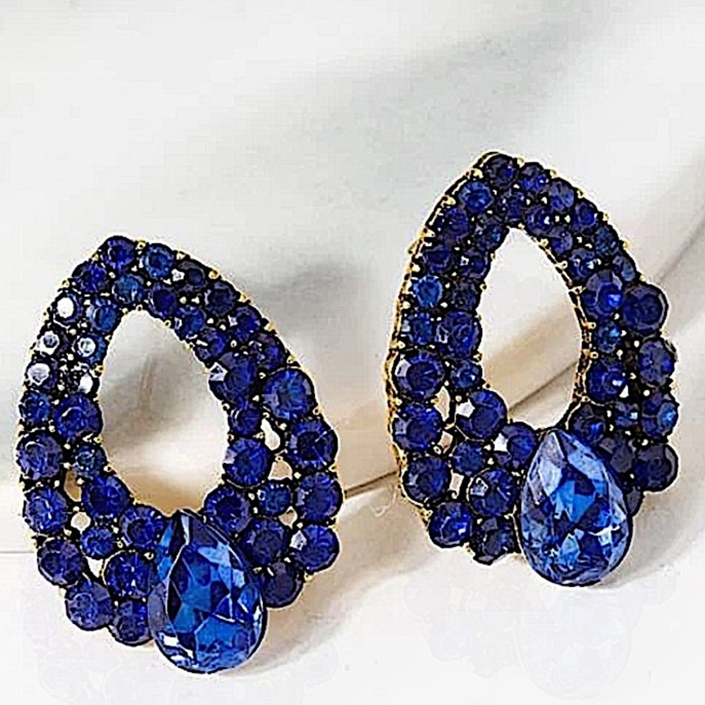 2 FOR $20 GOLD SAPPHIRE WATER DROP EARRINGS